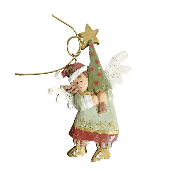 Kurt Adler Christmas Ornament Angel Carrying Christmas Tree Angel Heights - Picture 3 of 13